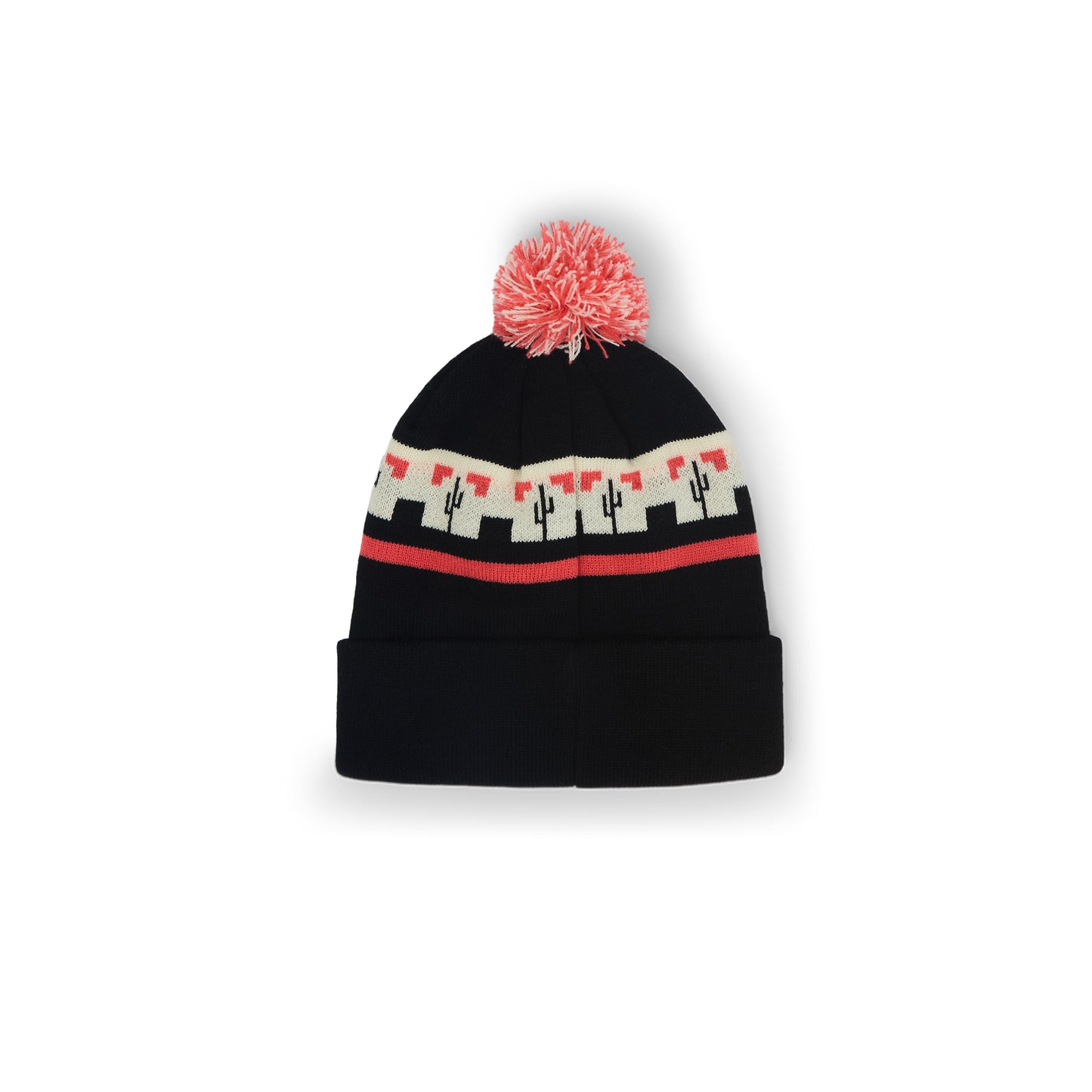Winter Classic Knit Pom Beanie (Black/Red/Cream)