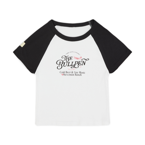 Womens Bullpen Raglan Baby Tee (White/Black)