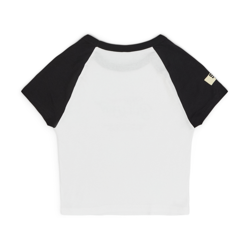 Womens Bullpen Raglan Baby Tee (White/Black)