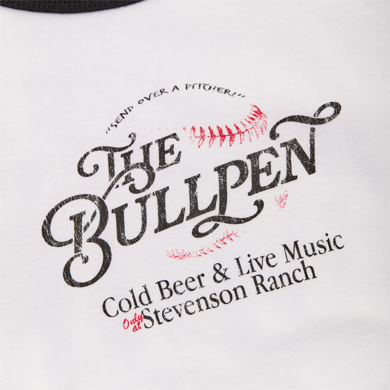 Womens Bullpen Raglan Baby Tee (White/Black)