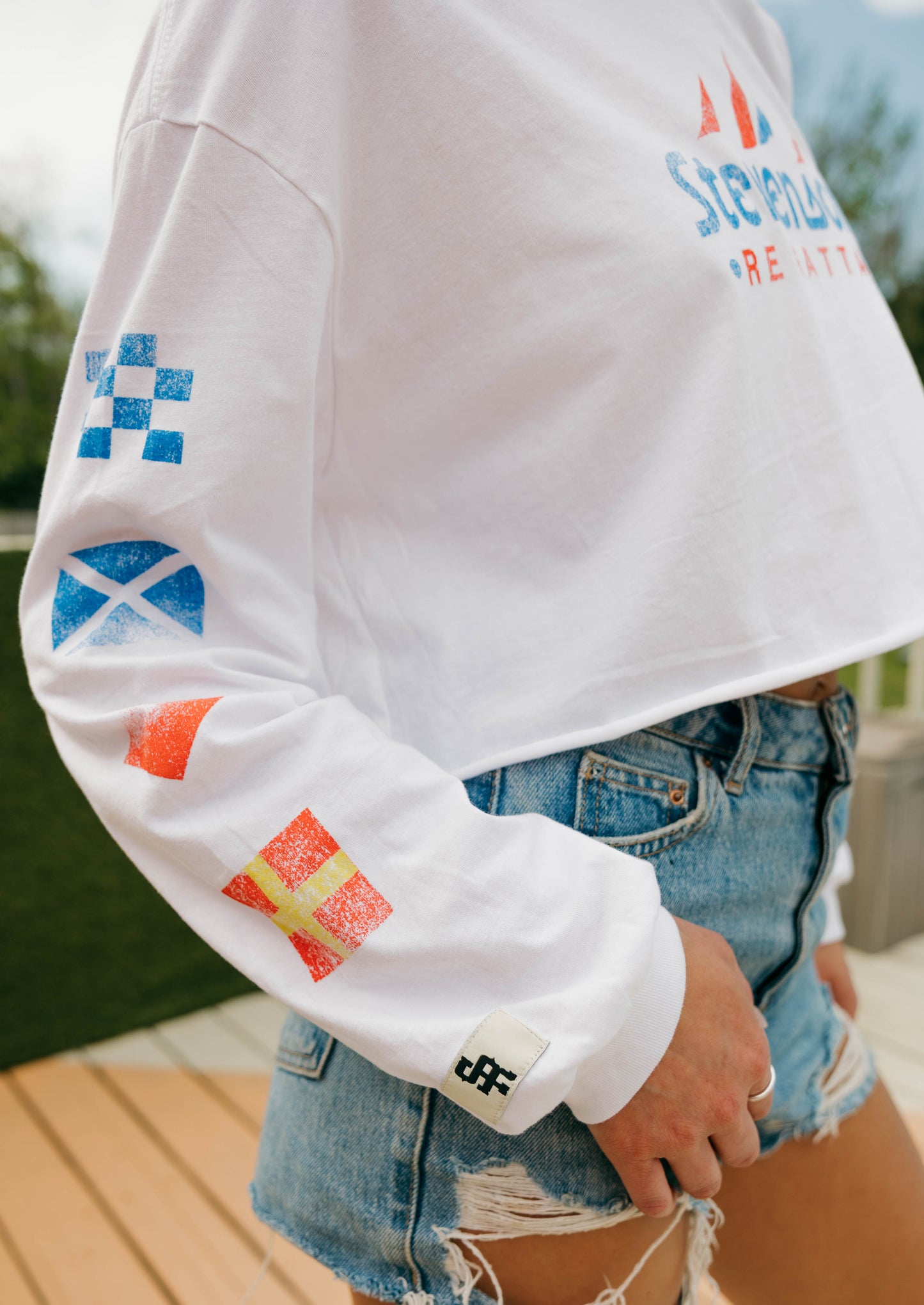 Womens Regatta Cropped Long Sleeve Tee (White)