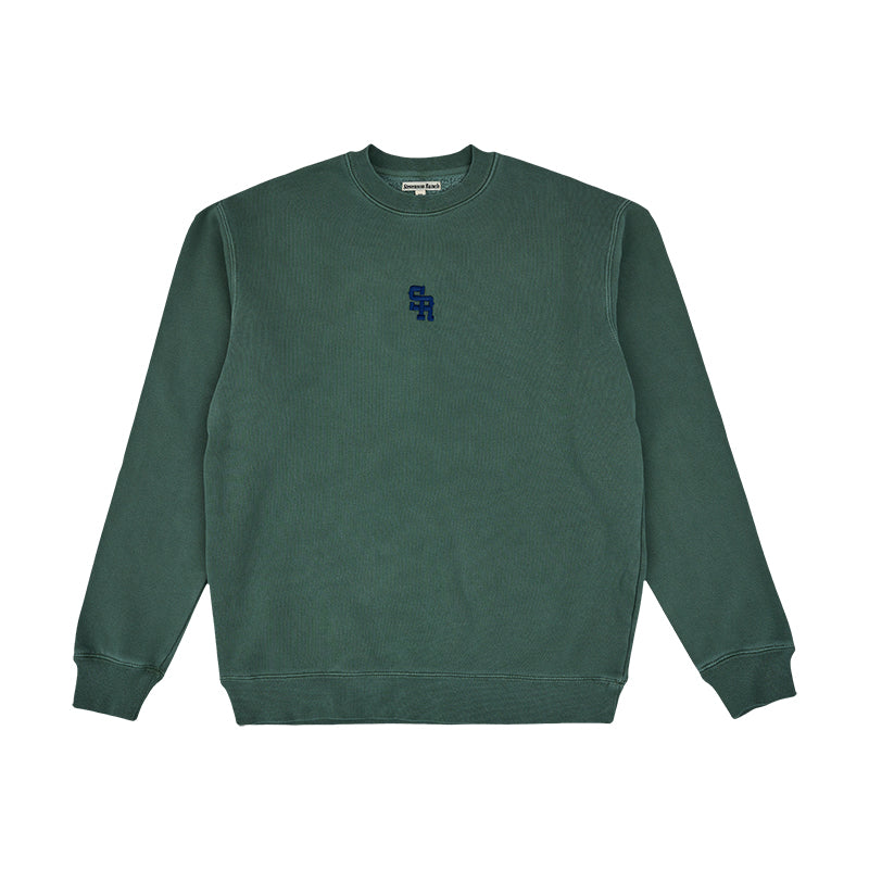 Cuello redondo con parche de cuero (verde)
