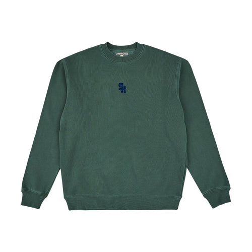 Cuello redondo con parche de cuero (verde)