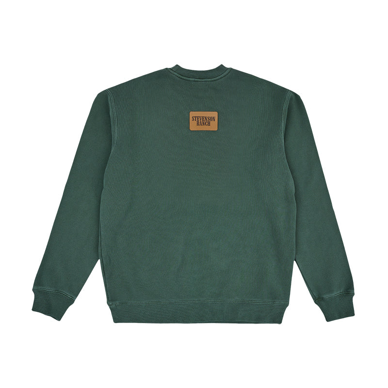 Cuello redondo con parche de cuero (verde)