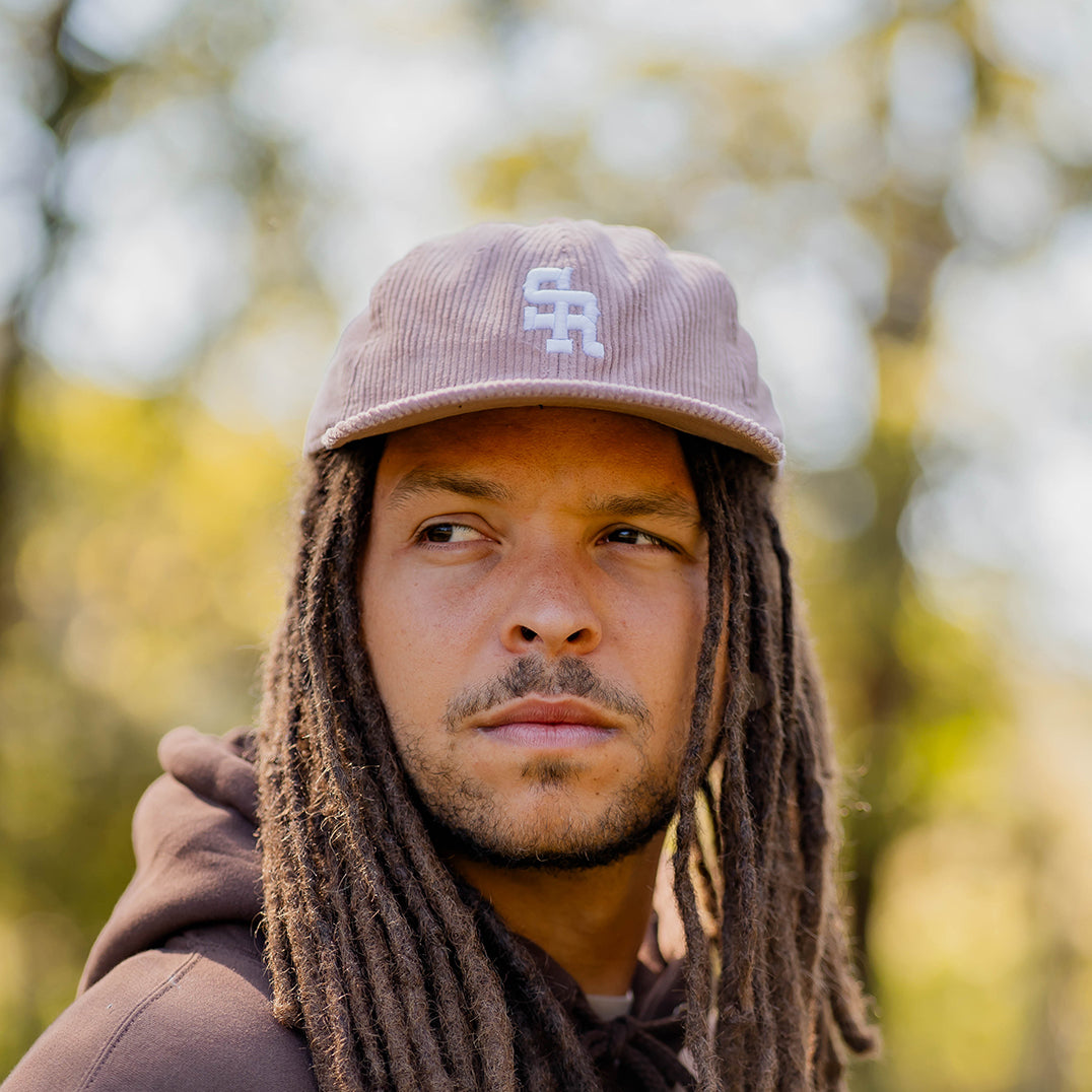 Corduroy Strapback Hat (Tan/White)