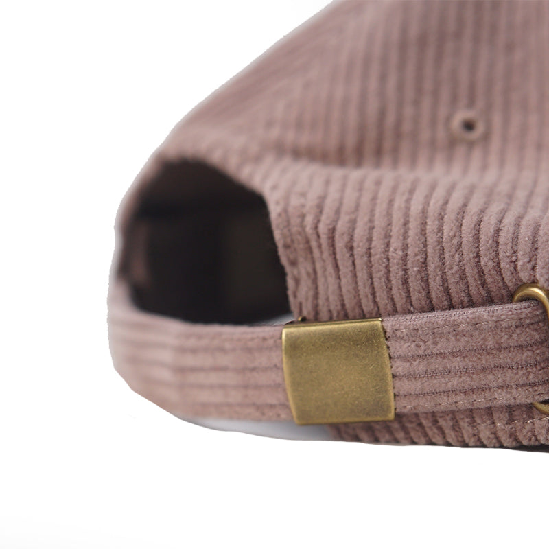 Corduroy Strapback Hat (Tan/White)