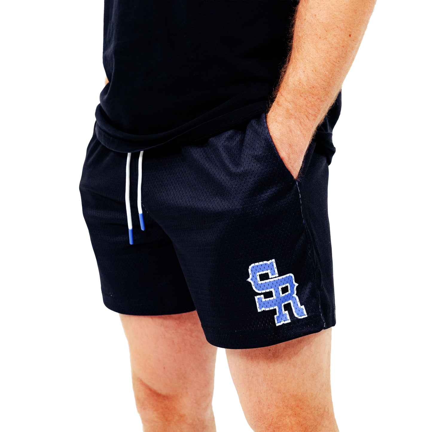 Varsity Mesh Shorts (Black/Blue)
