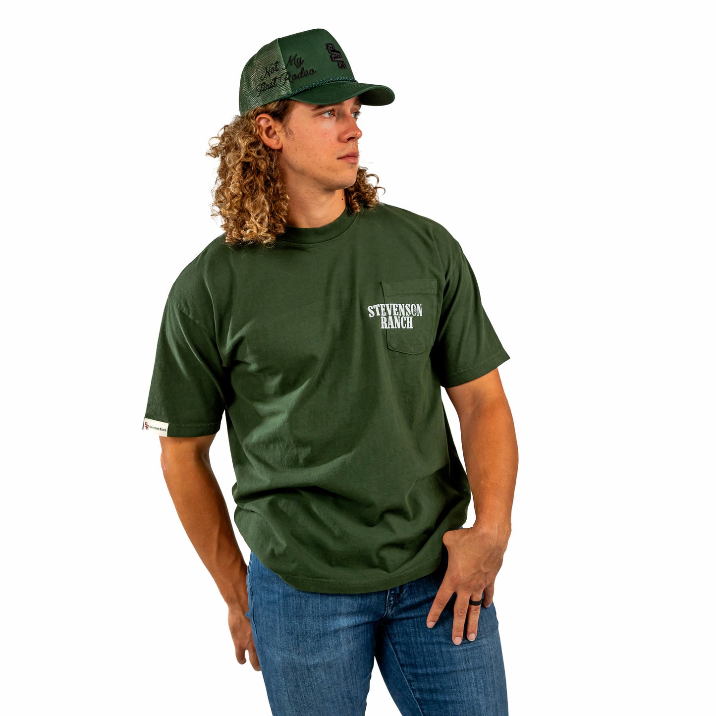 Distressed Pocket Tee (Green)