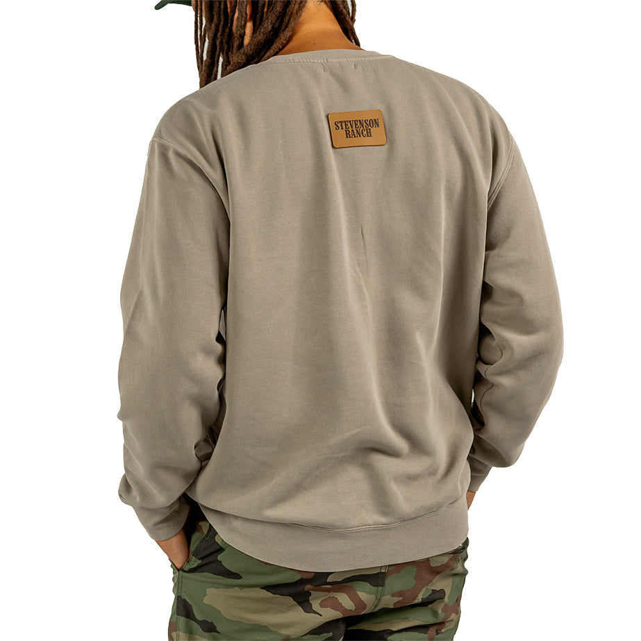 Leather Patch Crewneck (Cement)