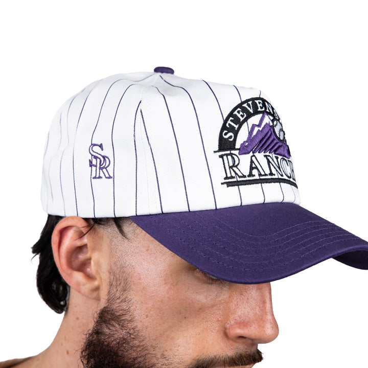 Pinstripe Unstructured Hat (White/Purple)