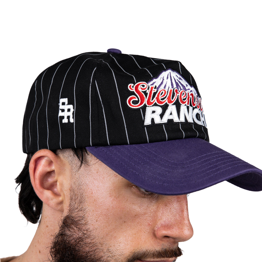 Pinstripe Unstructured Hat (Black/Purple)