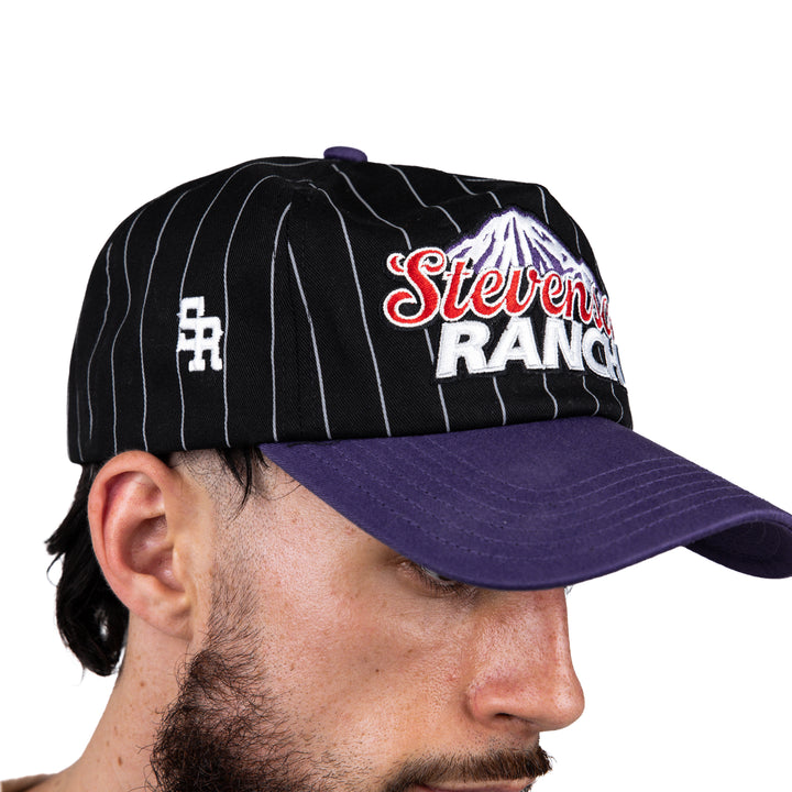 Pinstripe Unstructured Hat (Black/Purple)