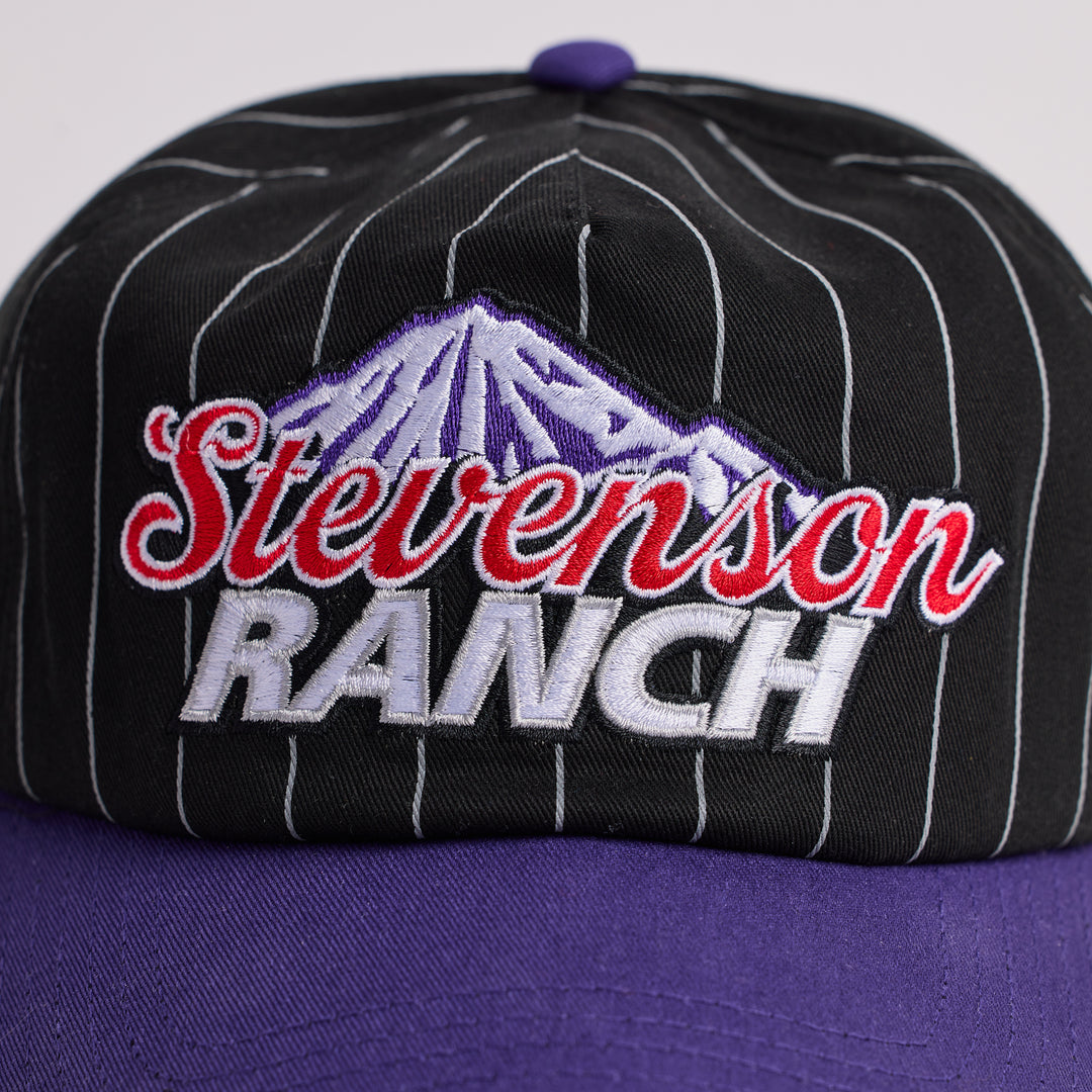 Pinstripe Unstructured Hat (Black/Purple)