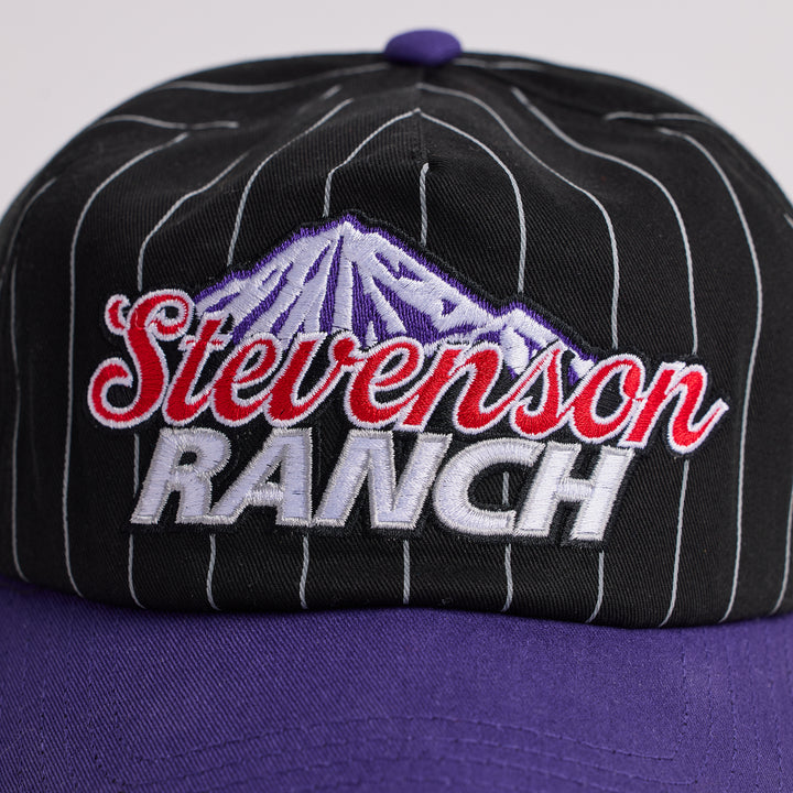 Pinstripe Unstructured Hat (Black/Purple)