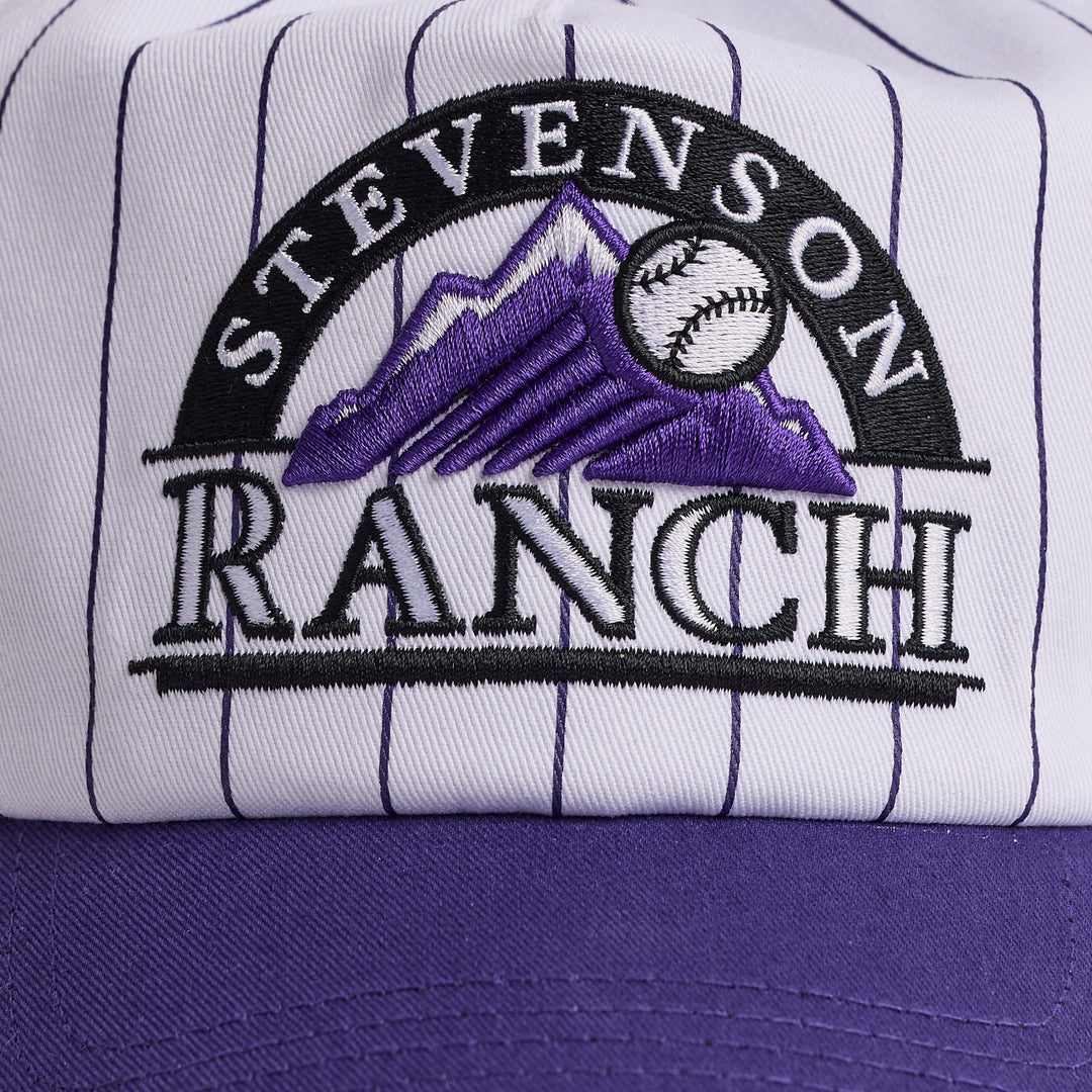 Pinstripe Unstructured Hat (White/Purple)