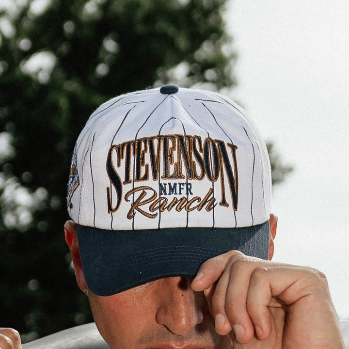 Pinstripe Unstructured Hat (Navy/White)