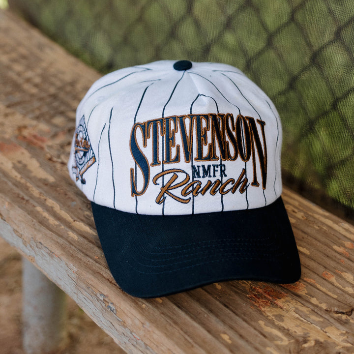 Pinstripe Unstructured Hat (Navy/White)