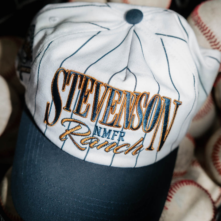 Pinstripe Unstructured Hat (Navy/White)