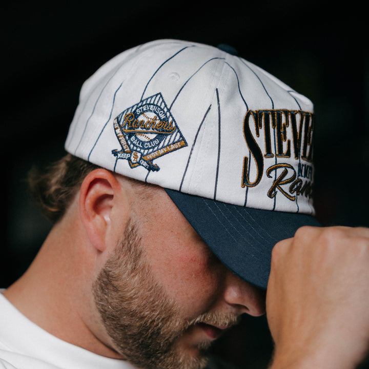 Pinstripe Unstructured Hat (Navy/White)