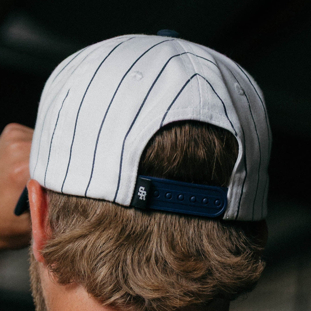 Pinstripe Unstructured Hat (Navy/White)