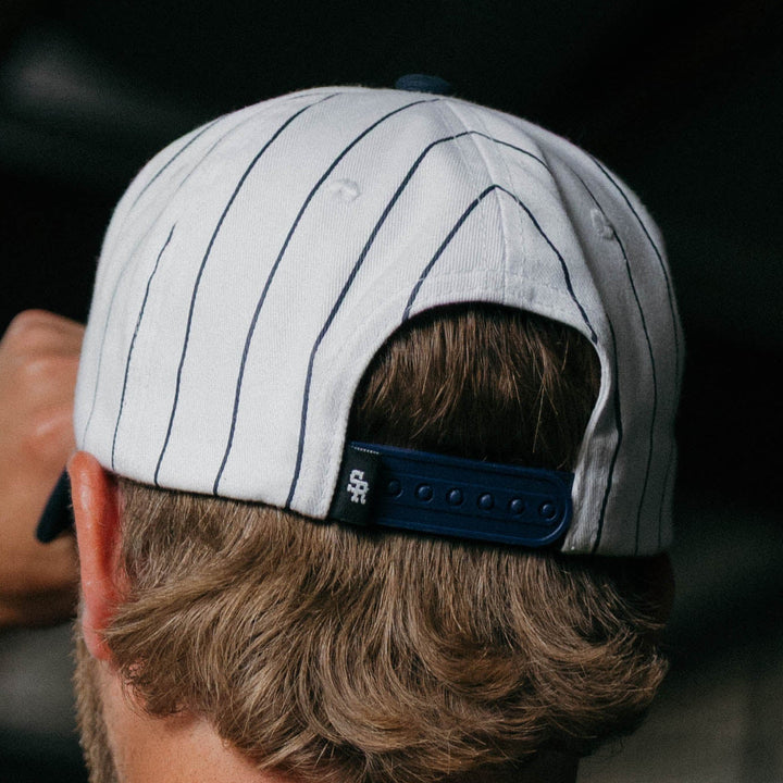 Pinstripe Unstructured Hat (Navy/White)