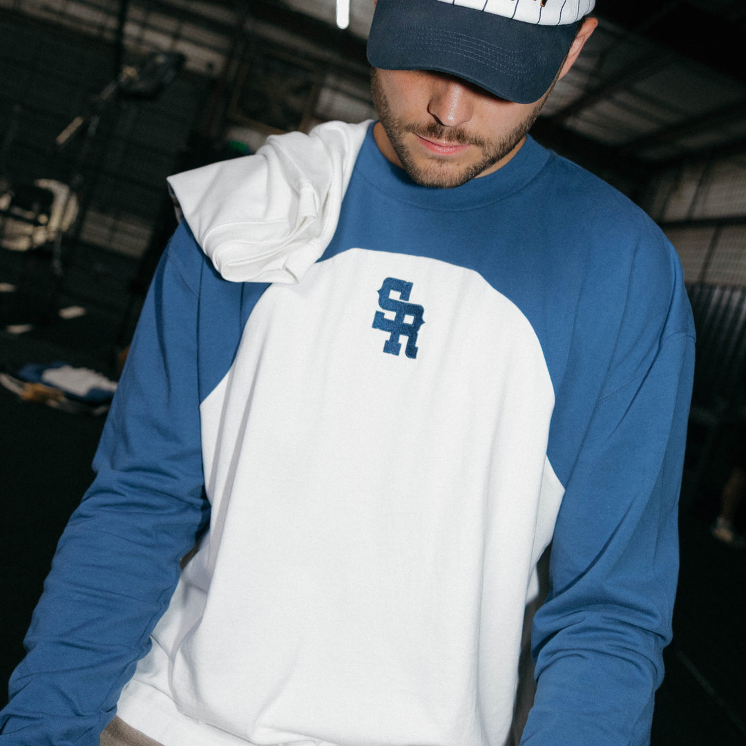 Warm Up Longsleeve Tee (Navy/White)