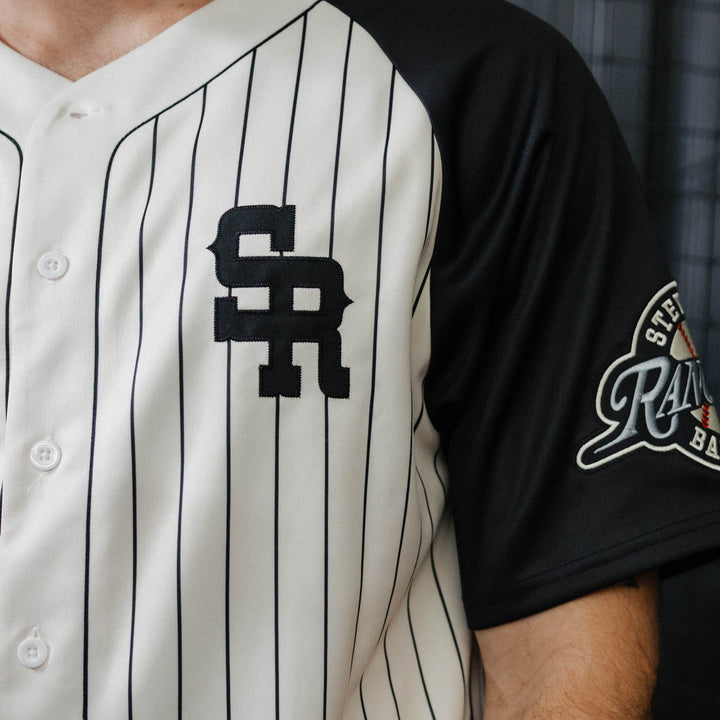 Pinstripe Baseball Jersey (Ivory/Black)