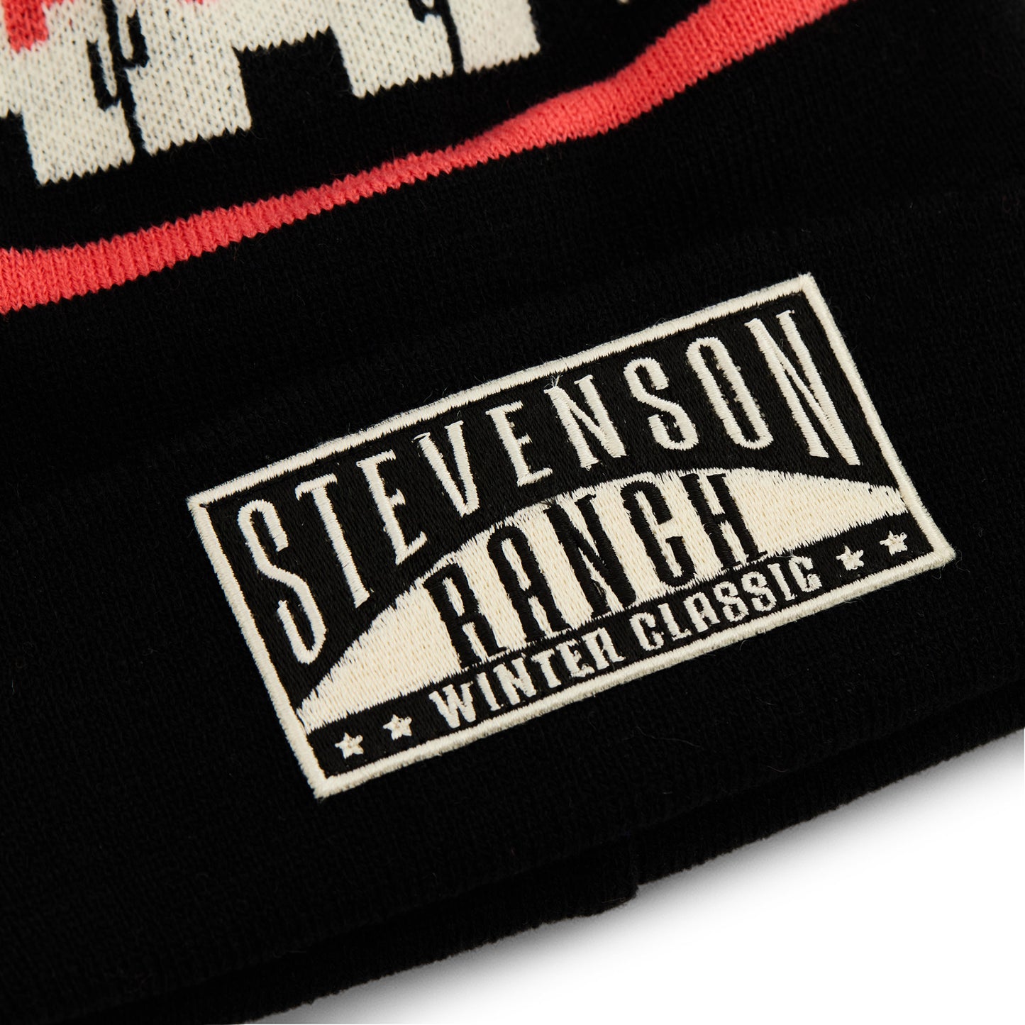 Winter Classic Knit Pom Beanie (Black/Red/Cream)