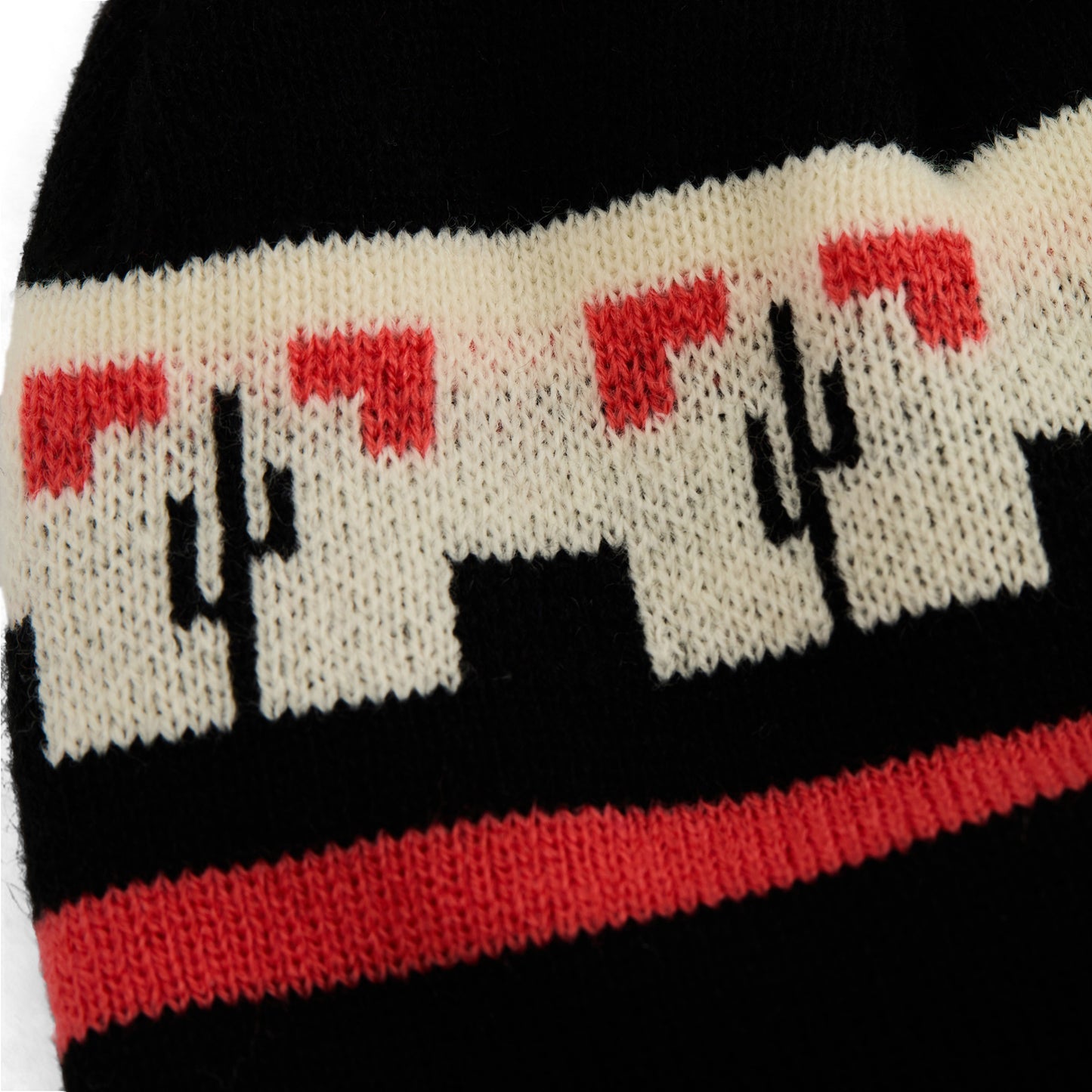 Winter Classic Knit Pom Beanie (Black/Red/Cream)