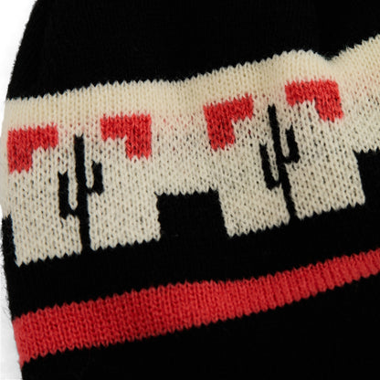 Winter Classic Knit Pom Beanie (Black/Red/Cream)