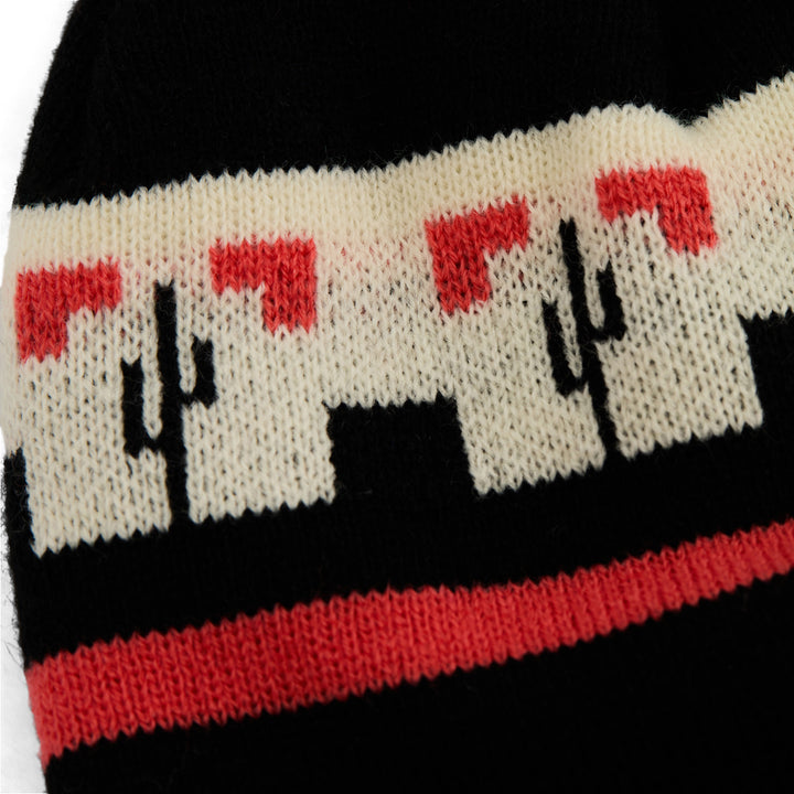 Winter Classic Knit Pom Beanie (Black/Red/Cream)