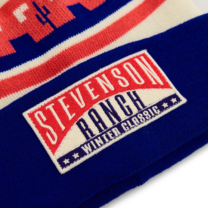 Winter Classic Knit Pom Beanie (Cream/Blue/Red)