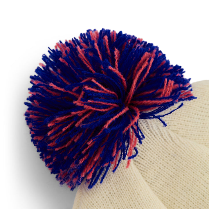 Winter Classic Knit Pom Beanie (Cream/Blue/Red)