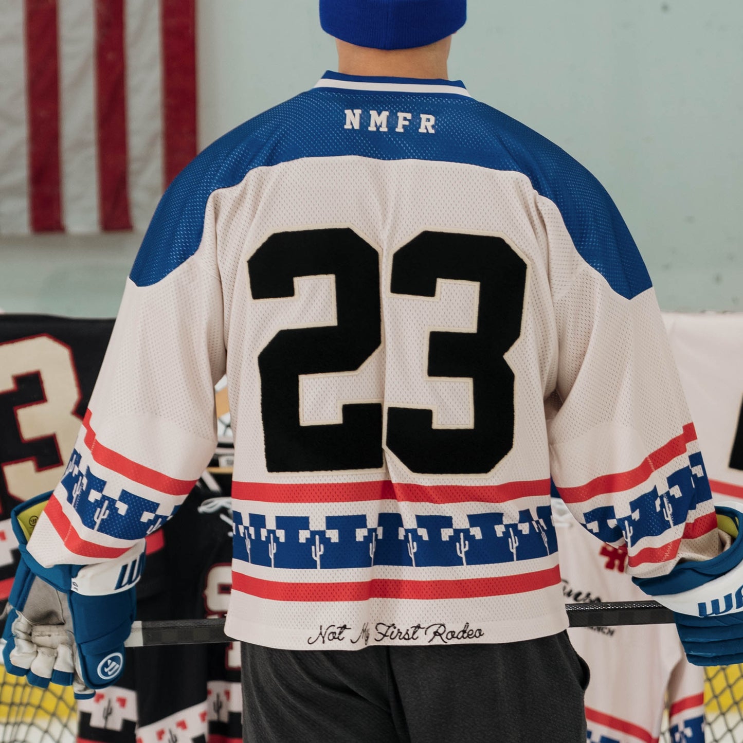 Winter Classic Hockey Jersey (Cream/Blue/Red)