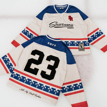 Winter Classic Hockey Jersey (Cream/Blue/Red)