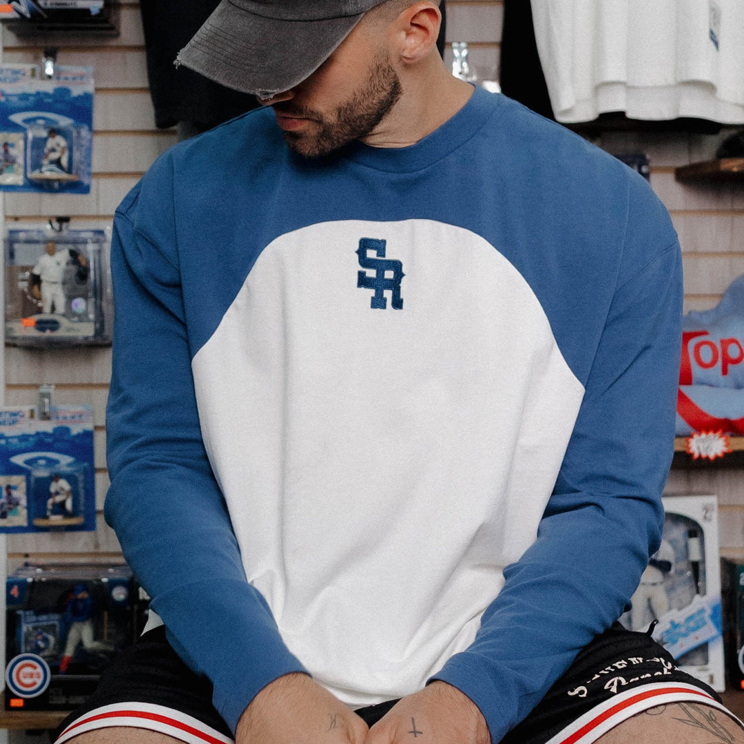 Warm Up Longsleeve Tee (Navy/White)