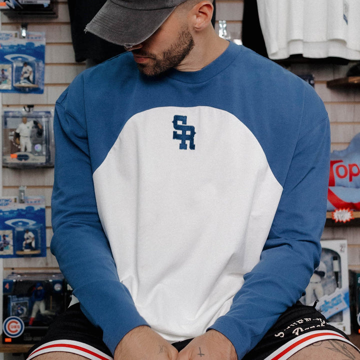Warm Up Longsleeve Tee (Navy/White)