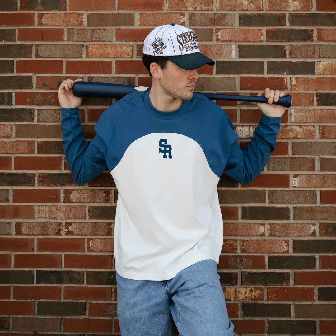 Warm Up Longsleeve Tee (Navy/White)