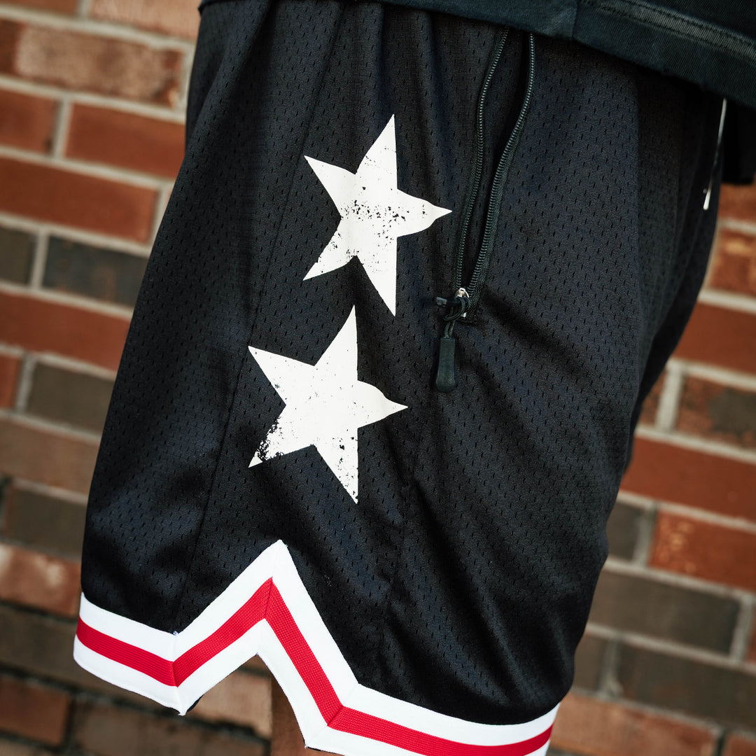 Throwback Mesh Shorts (Black/Red)