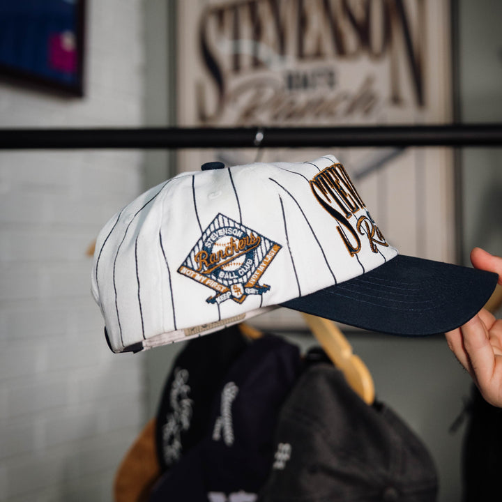 Pinstripe Unstructured Hat (Navy/White)