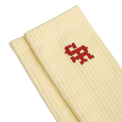 Knit Socks (Cream/Red)