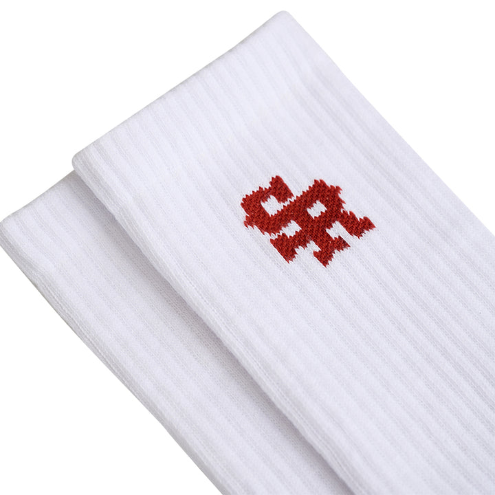 Calcetines de punto (blanco/rojo)