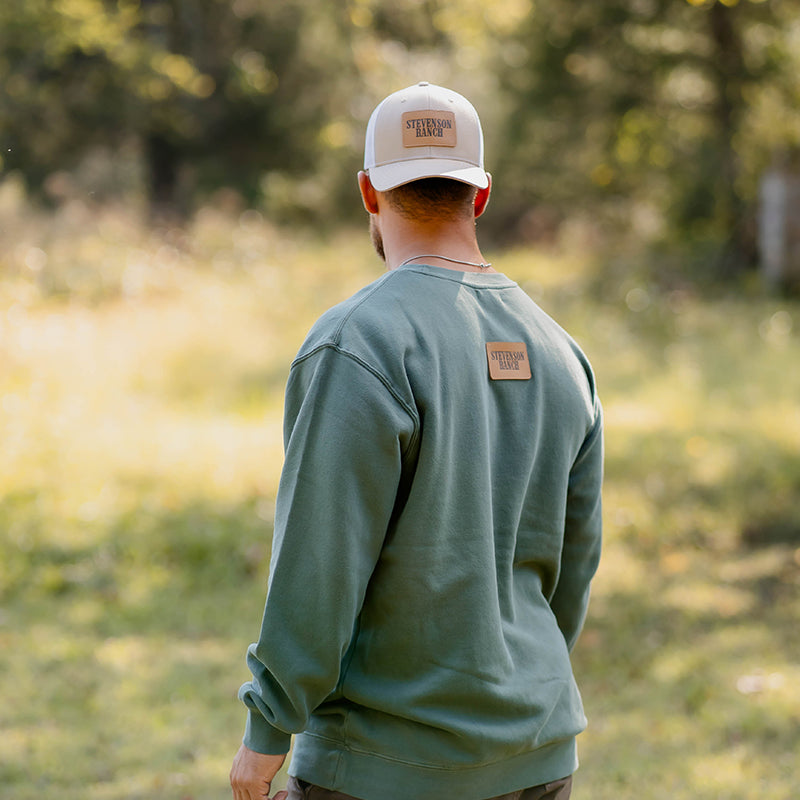 Leather Patch Crewneck (Green)