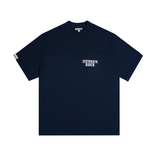 Distressed Pocket Tee (Navy)