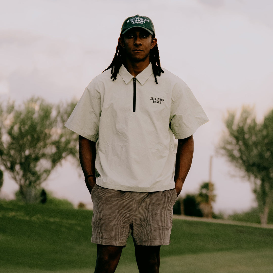 Nylon Short Sleeve Quarter Zip (Green)