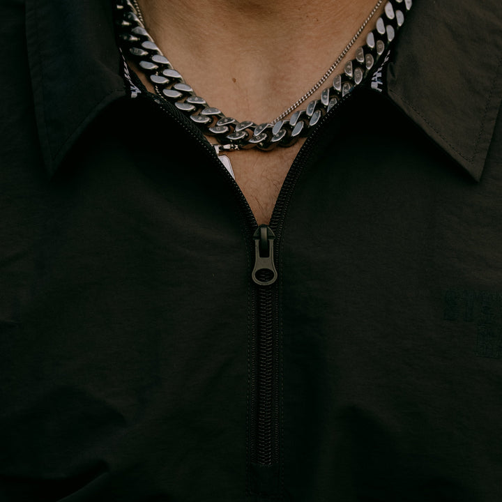 Nylon Short Sleeve Quarter Zip (Faded Black)