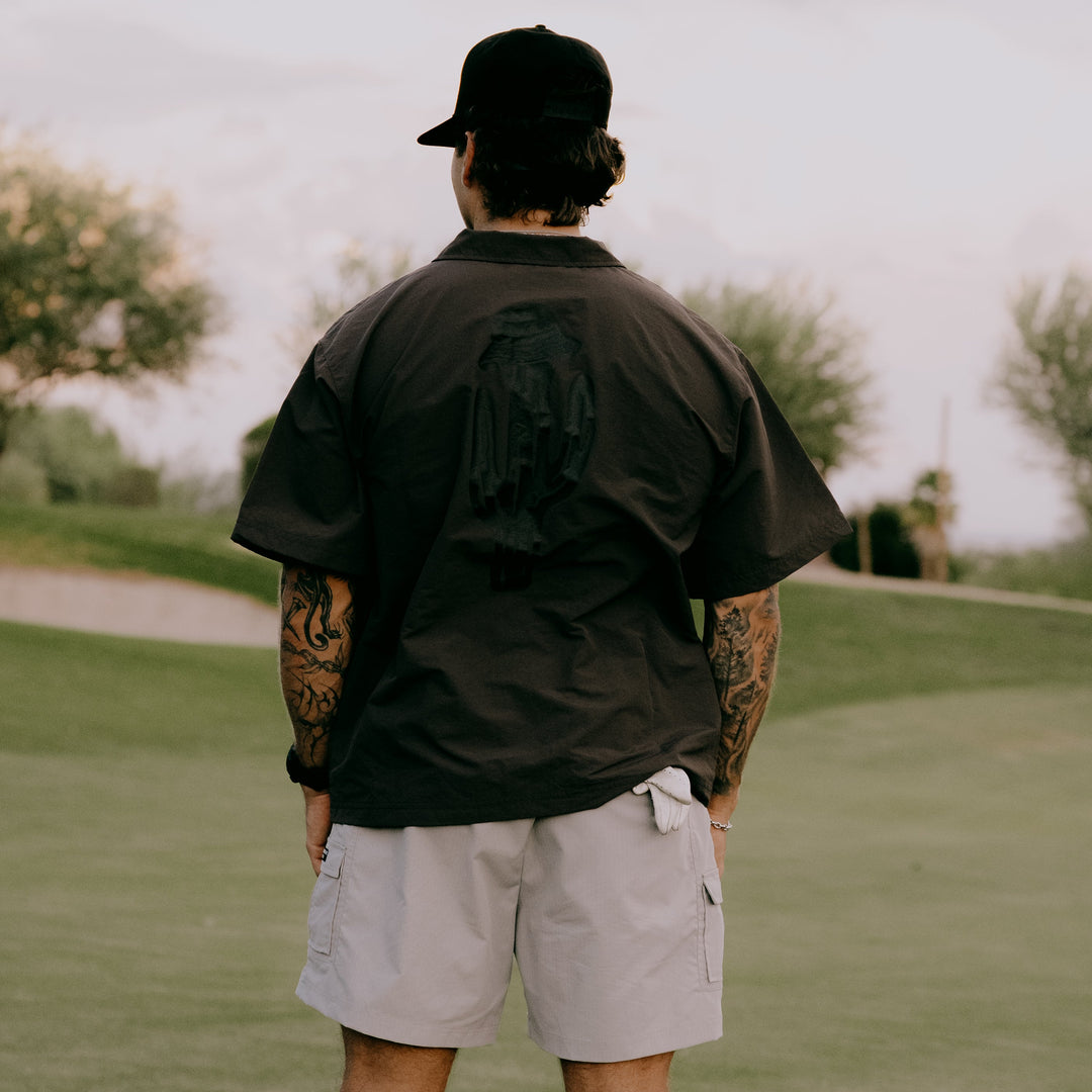 Nylon Short Sleeve Quarter Zip (Faded Black)