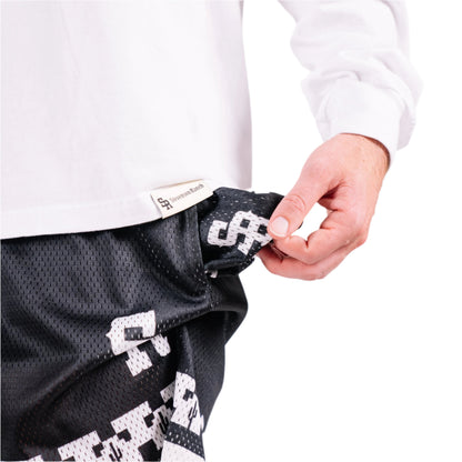 Premium Mesh Varsity Shorts (Black/White)