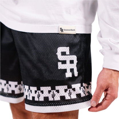 Premium Mesh Varsity Shorts (Black/White)