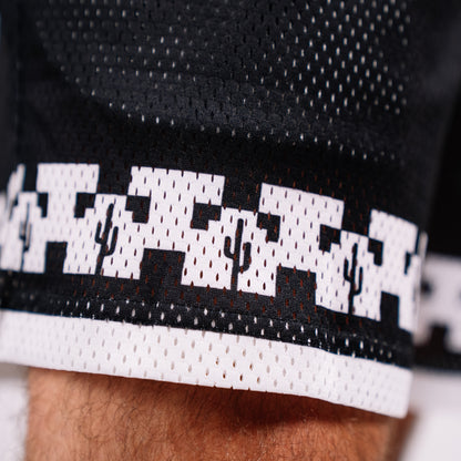 Premium Mesh Varsity Shorts (Black/White)